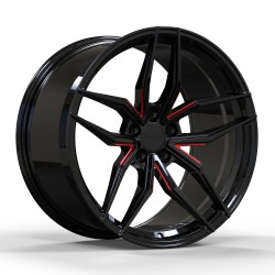 Cerchi forgiati monoblocco neri con dettagli rossi