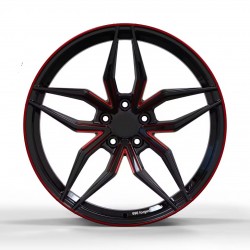 Cerchi forgiati monoblocco neri con dettagli rossi