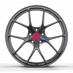 Cerchi forgiati monoblocco grigio brushed con coprimozzo rosso